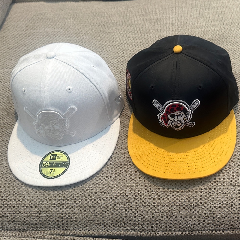 Pittsburgh Pirates Baseball Hats  - White and Black/Yellow